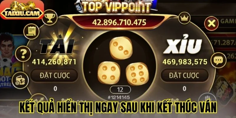 Kết quả hiển thị ngay sau khi kết thúc ván