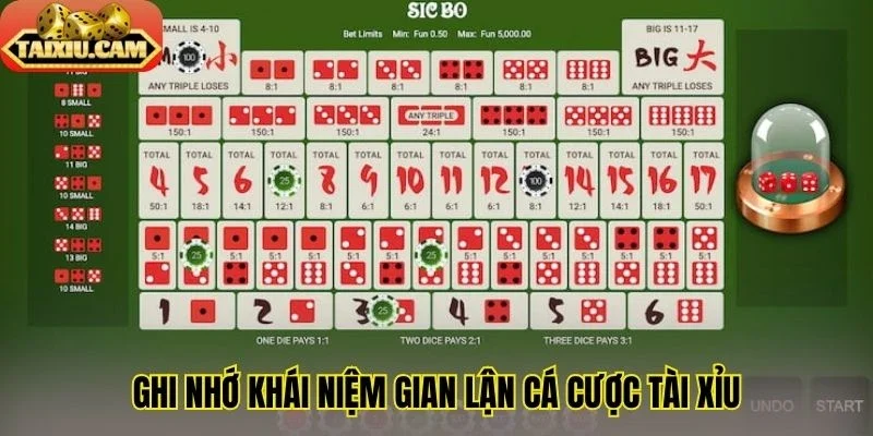 Ghi nhớ khái niệm gian lận cá cược tài xỉu