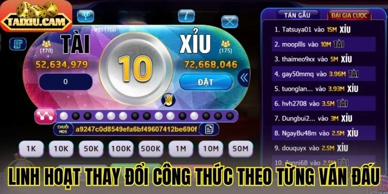 Linh hoạt thay đổi công thức theo từng ván đấu 