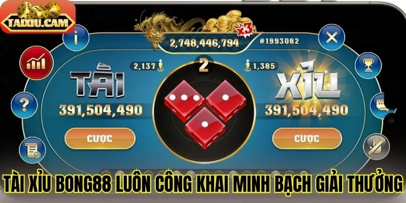 Tài xỉu Bong88 luôn công khai minh bạch giải thưởng