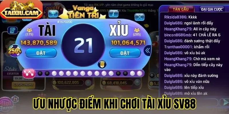 Ưu nhược điểm khi chơi tài xỉu SV88
