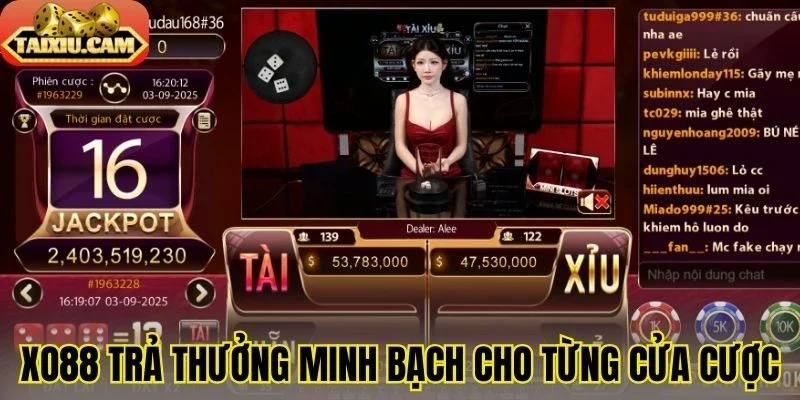 Xo88 trả thưởng minh bạch cho từng cửa cược