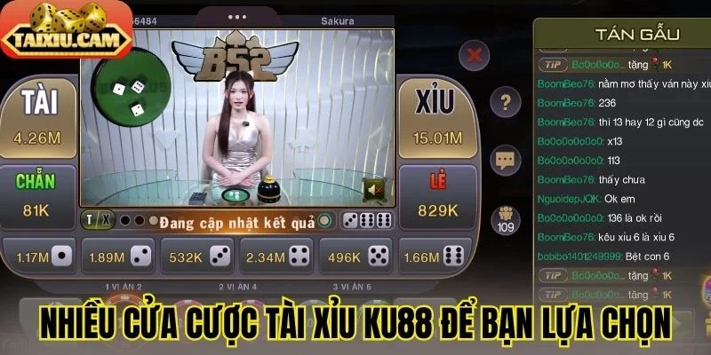 Nhiều cửa cược tài xỉu Ku88 để bạn lựa chọn