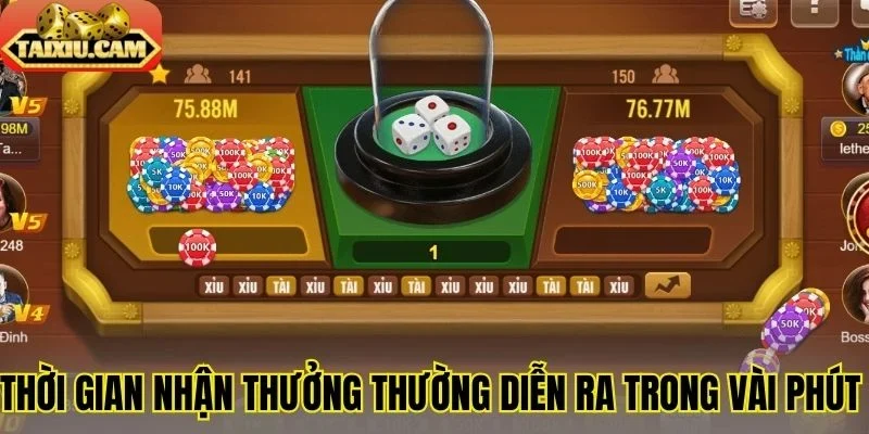 Thời gian nhận thưởng thường diễn ra trong vài phút 